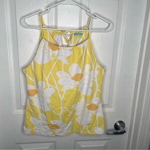 J McLaughlin Catalina Cloth Art Deco Floral Sleeveless Top Bra Insert Vacation S